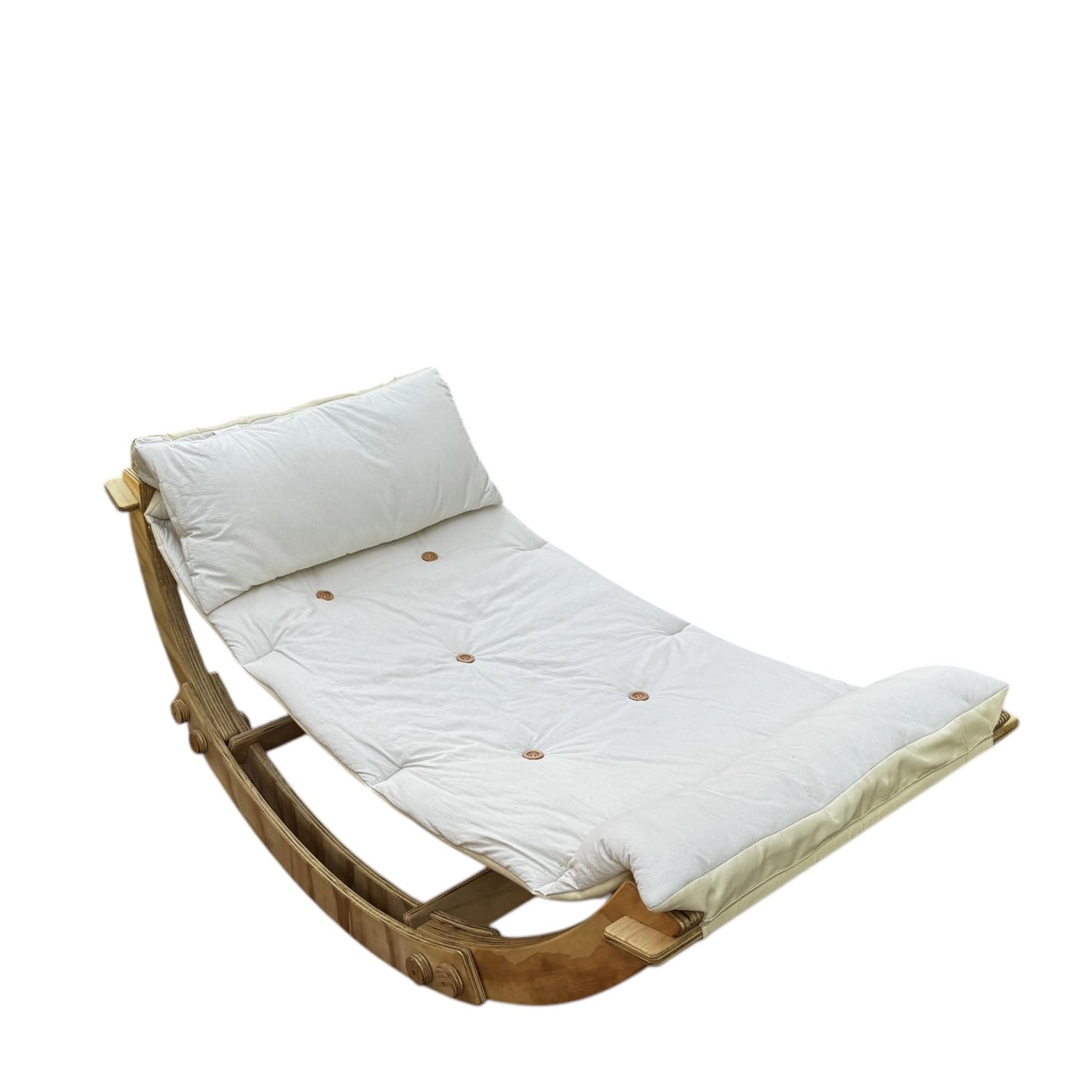 Hamaca Mecedora Infantil de Madera, Base Plegable, Tela de Algodón, para Niños de 3-12 Años, Color Natural