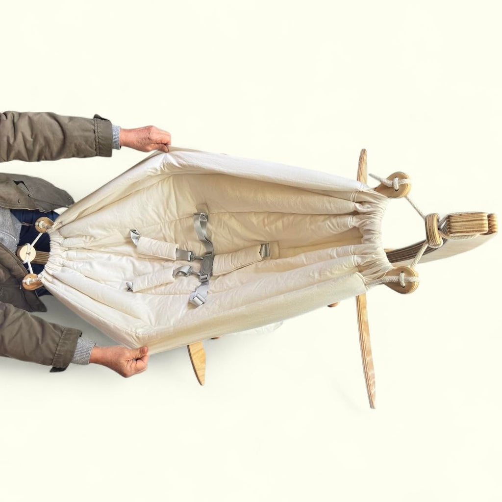 Hamaca para niños con base de madera plegable (Hasta 3 años)