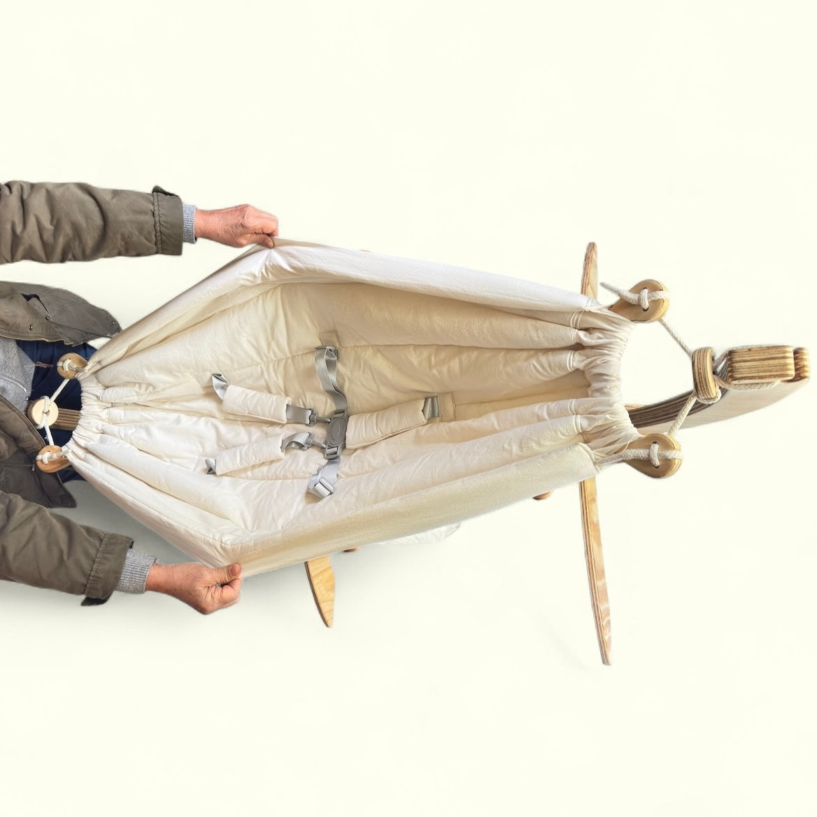 Hamaca para niños con base de madera plegable (Hasta 5 años)