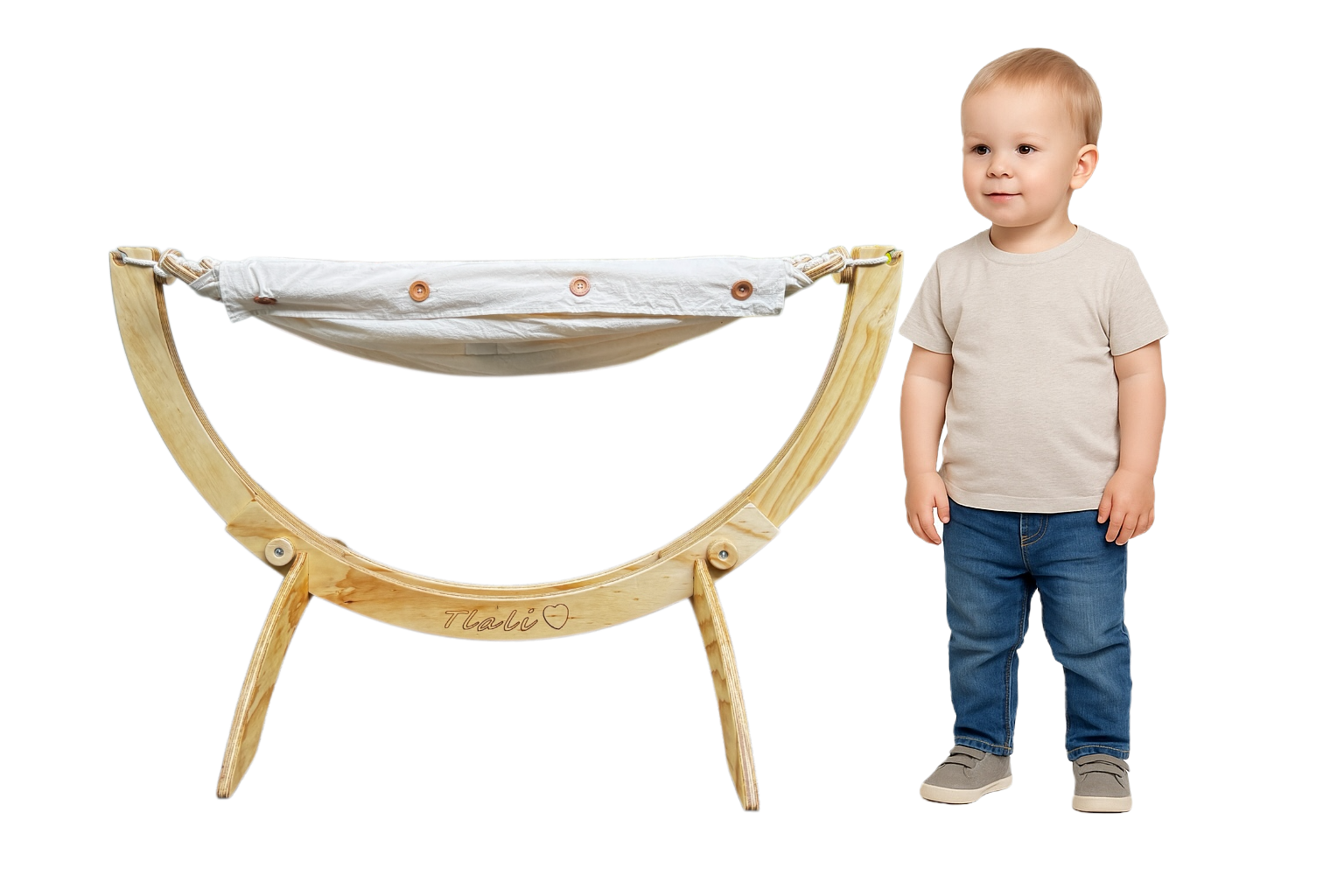 Hamaca para niños con base de madera plegable (Hasta 3 años)
