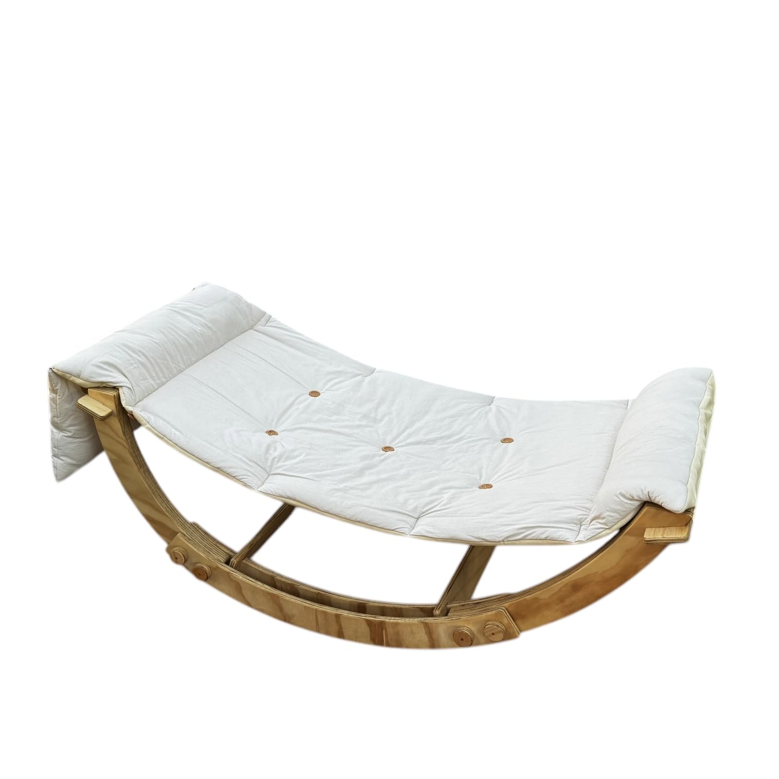 Hamaca Mecedora Infantil de Madera, Base Plegable, Tela de Algodón, para Niños de 3-12 Años, Color Natural